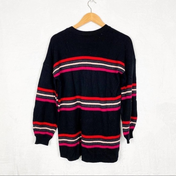 Democracy Black Stripe Girlfriend Cardigan Sweater M Medium - Picture 5 of 6